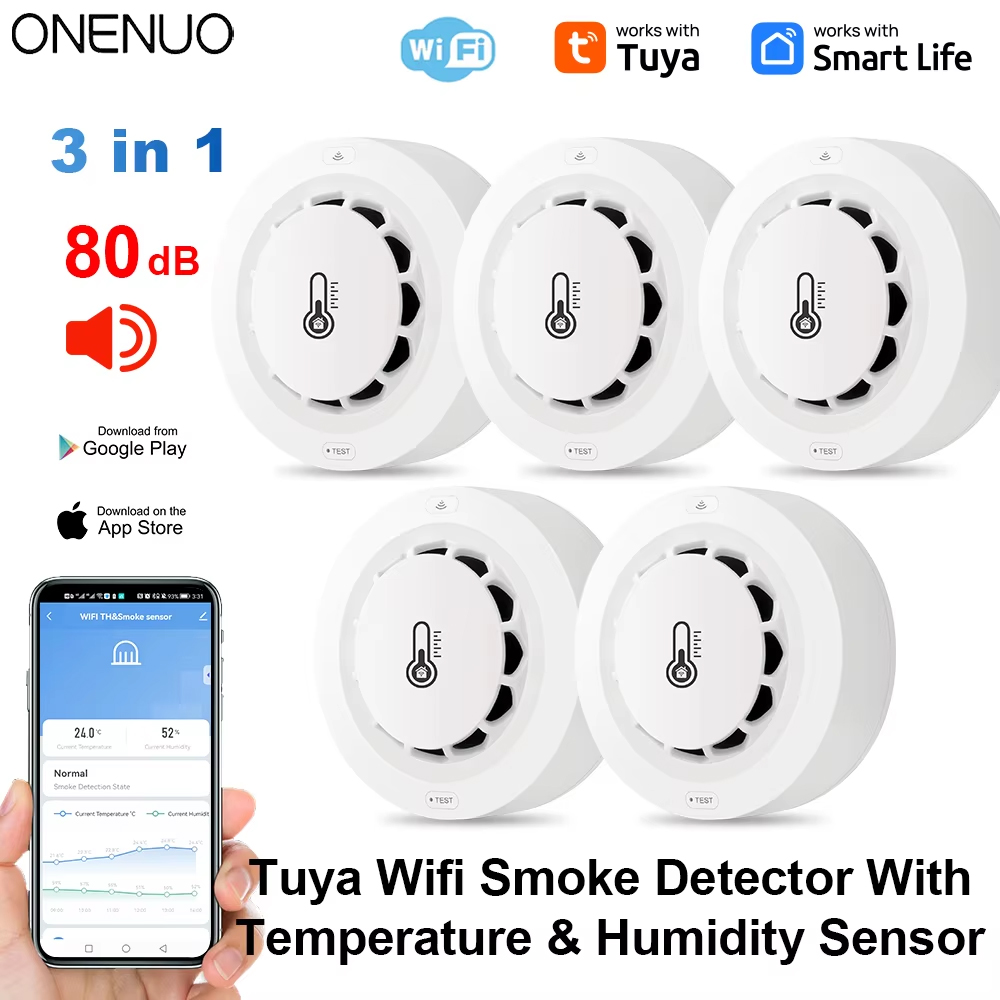 Tuya Wifi BT اثنين اتصال كاشف  - مراجعة Smoke Detector Interconnected وسعره